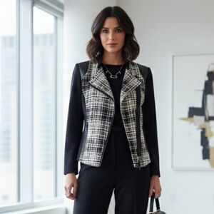 NWOT Conrad C 8 Modern Contemporary Edgy Abstract Boucle Tweed Knit Moto Jacket
